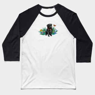 The Butterfly and Black Pug Baseball T-Shirt